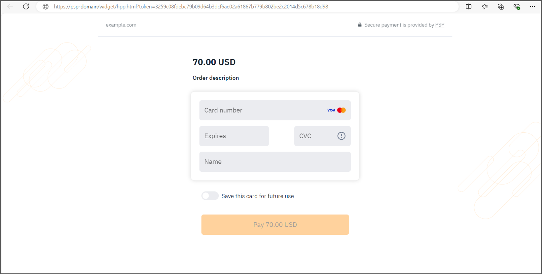 Платежная страница на домене Freepayment Payment page on Freepayment domain
